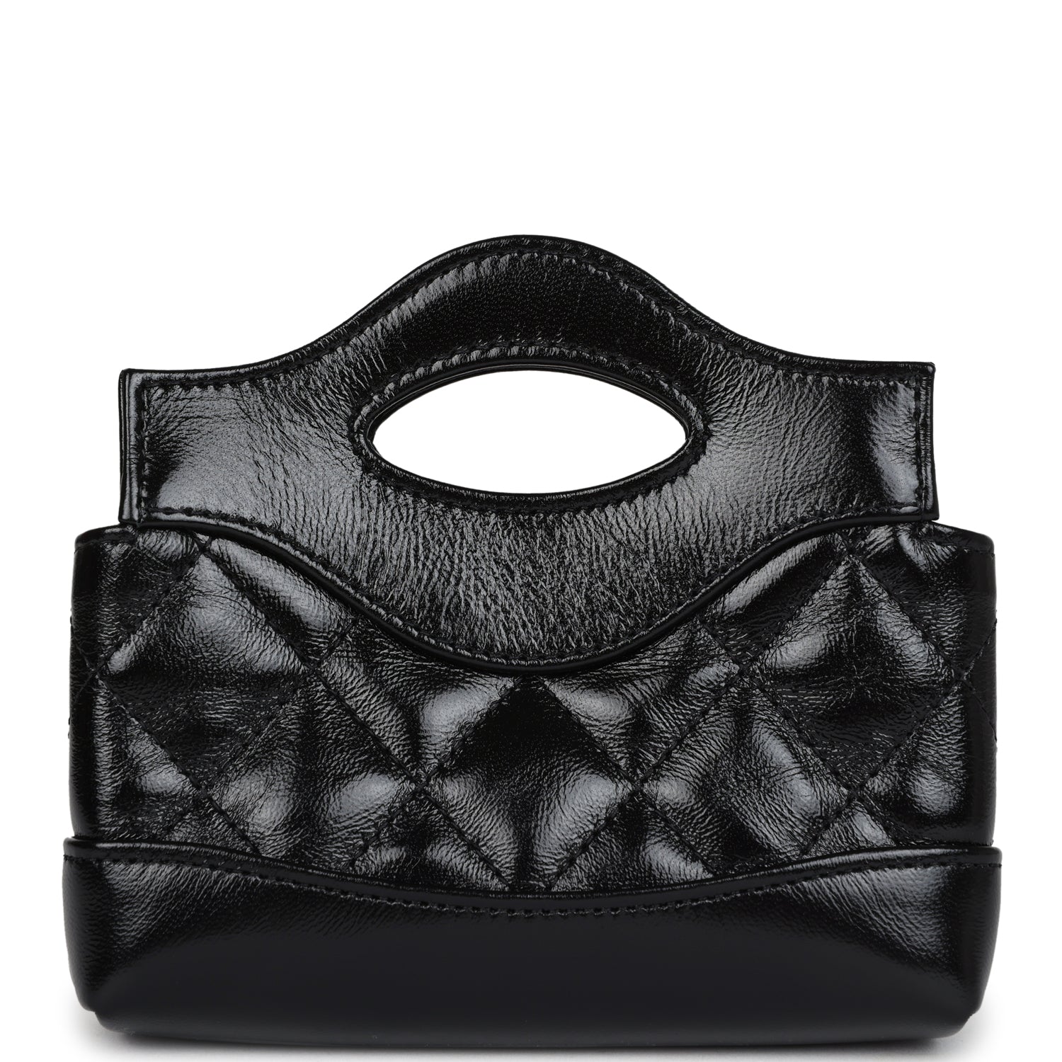 Micro 31 Shopper Black Shiny Lambskin Light Gold Hardware