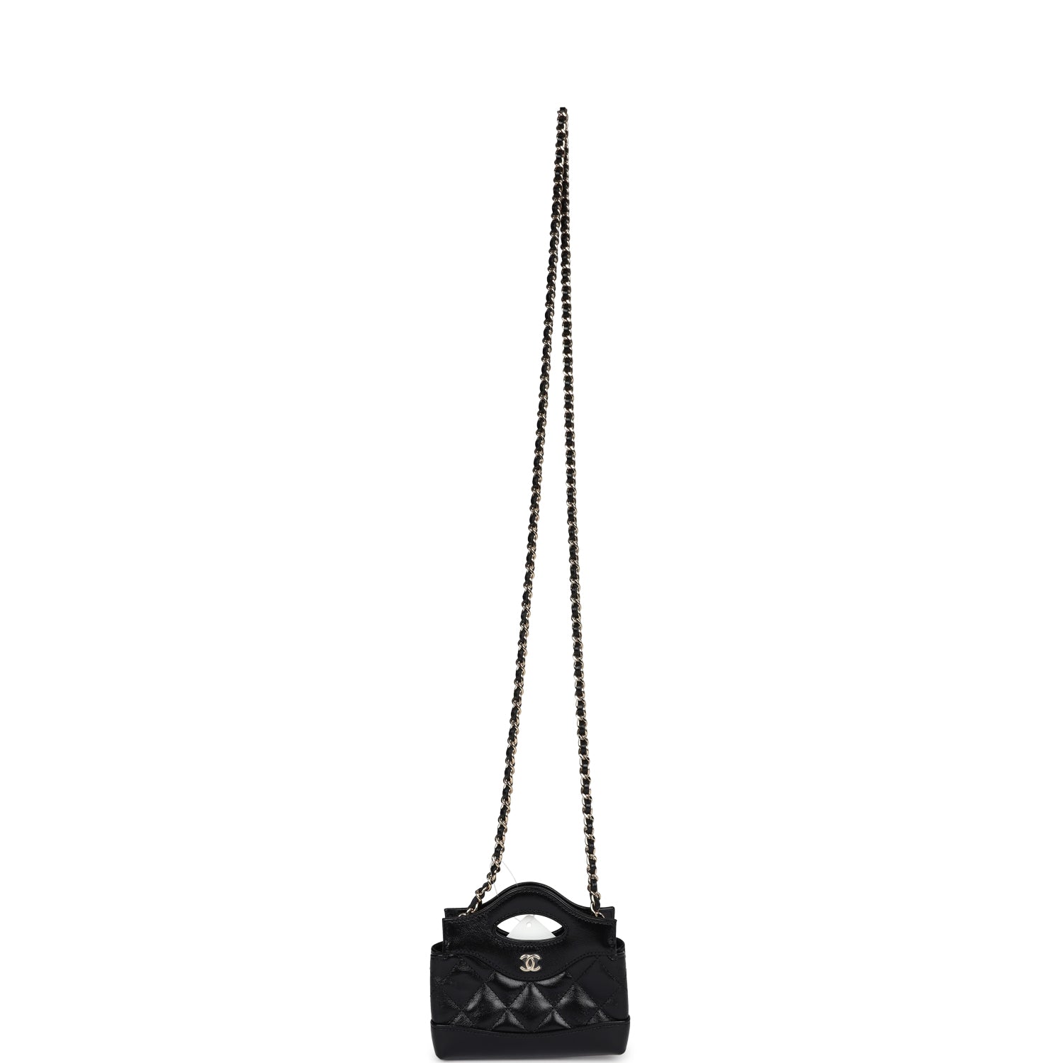 Micro 31 Shopper Black Shiny Lambskin Light Gold Hardware