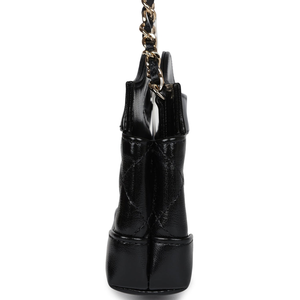 Micro 31 Shopper Black Shiny Lambskin Light Gold Hardware