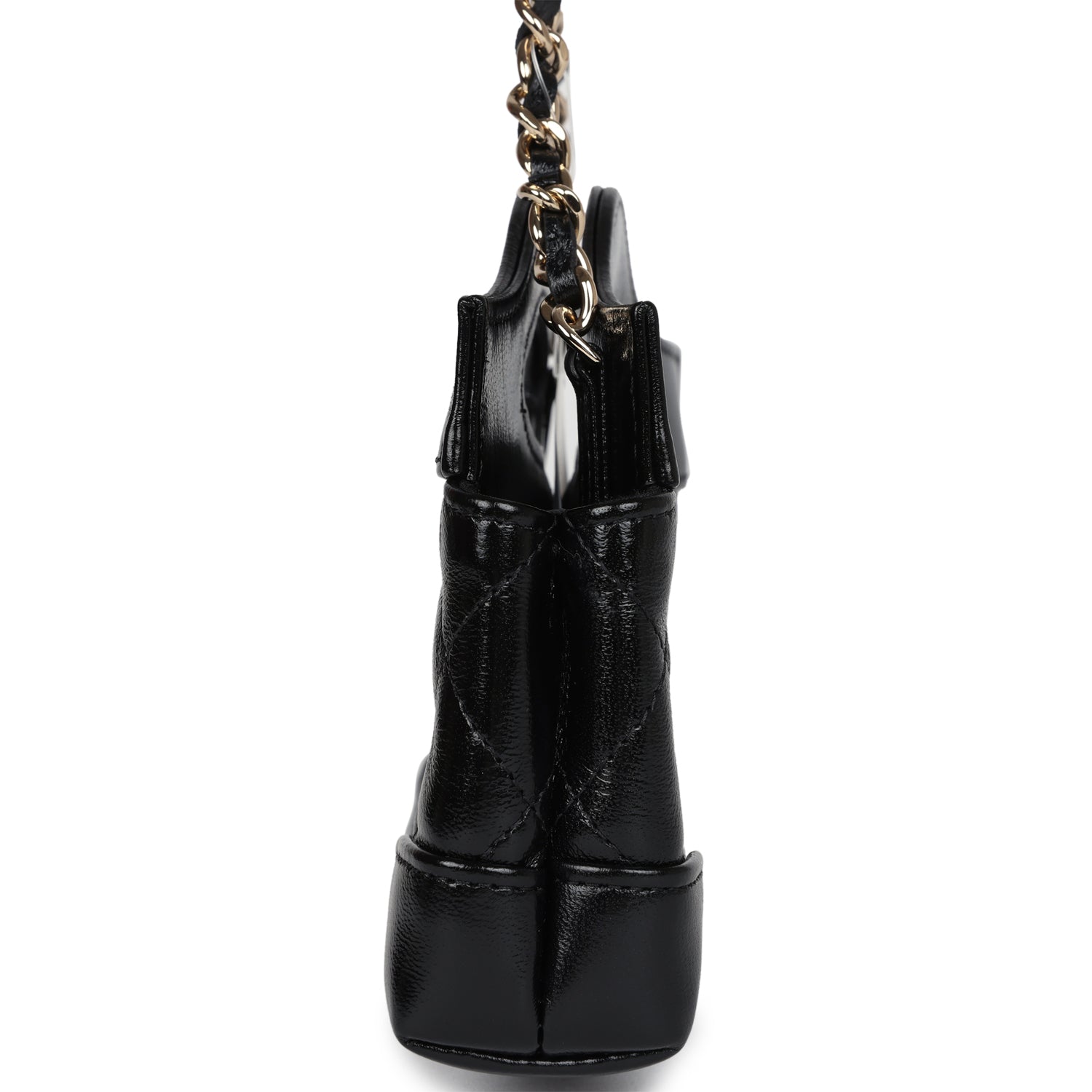 Micro 31 Shopper Black Shiny Lambskin Light Gold Hardware