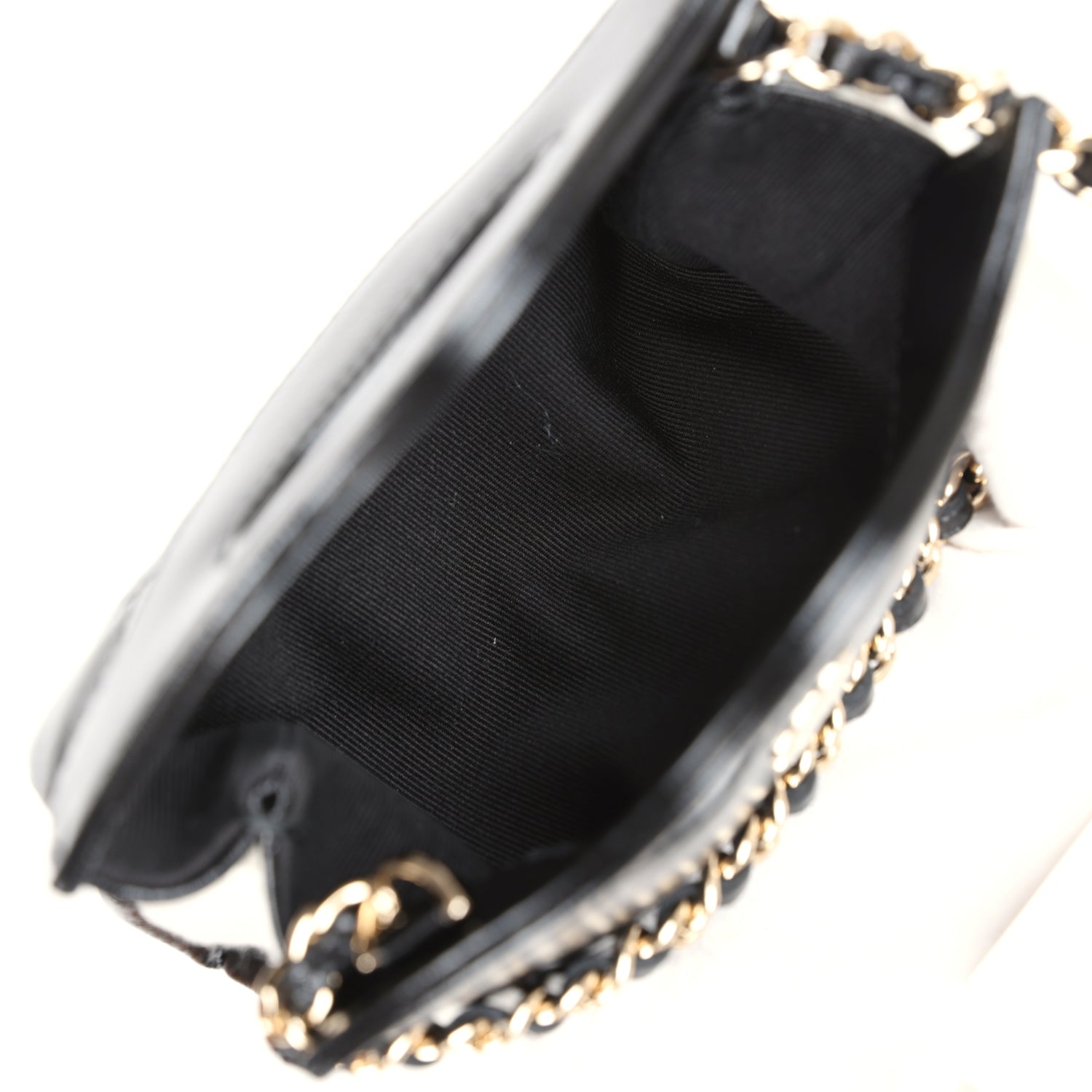 Micro 31 Shopper Black Shiny Lambskin Light Gold Hardware