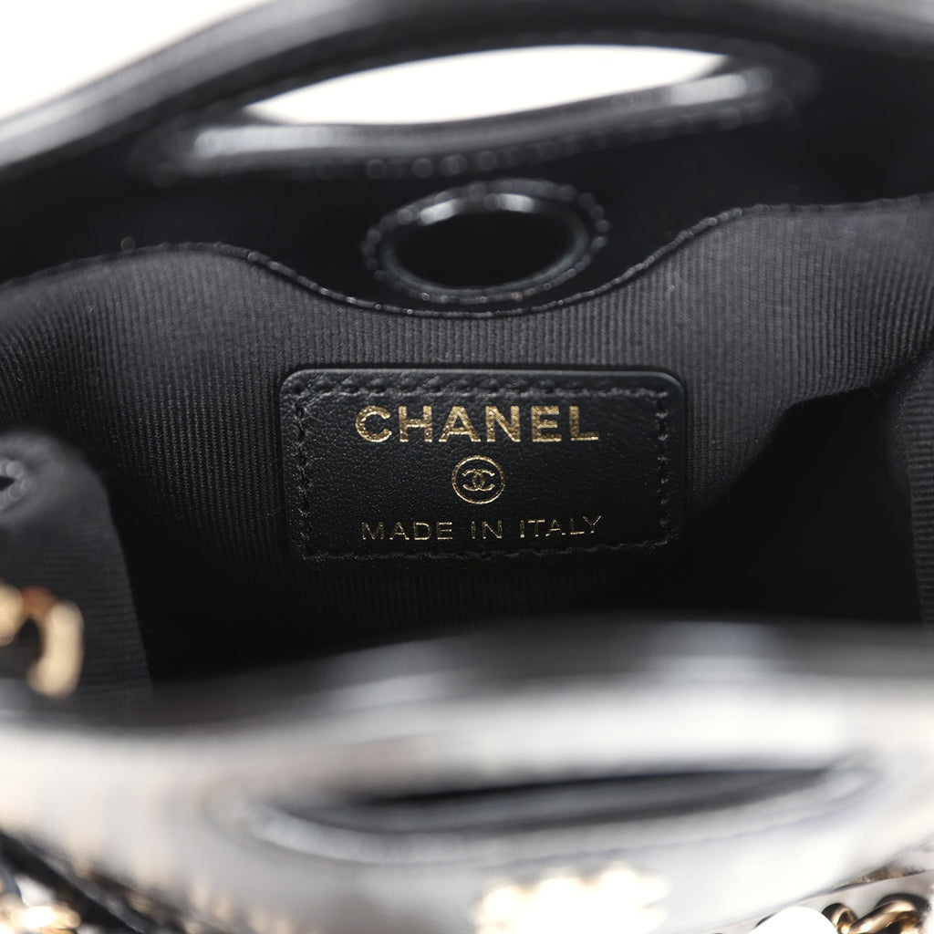 Micro 31 Shopper Black Shiny Lambskin Light Gold Hardware