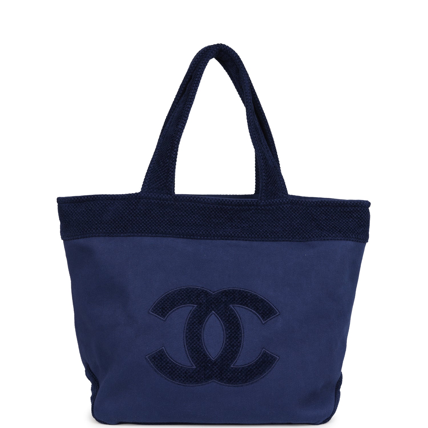 CC Beach Tote Bag & Towel Set Navy Blue Canvas & Terry