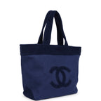 CC Beach Tote Bag & Towel Set Navy Blue Canvas & Terry