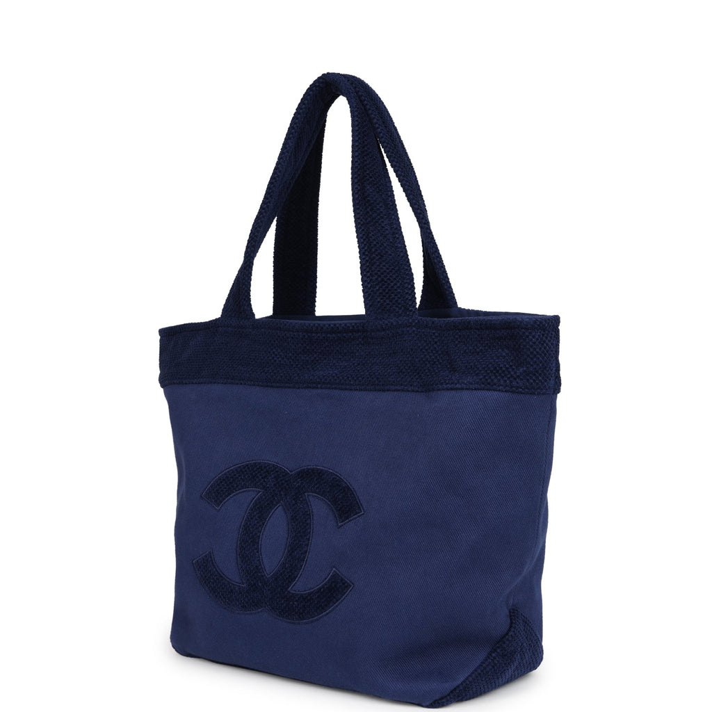 CC Beach Tote Bag & Towel Set Navy Blue Canvas & Terry