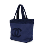 CC Beach Tote Bag & Towel Set Navy Blue Canvas & Terry