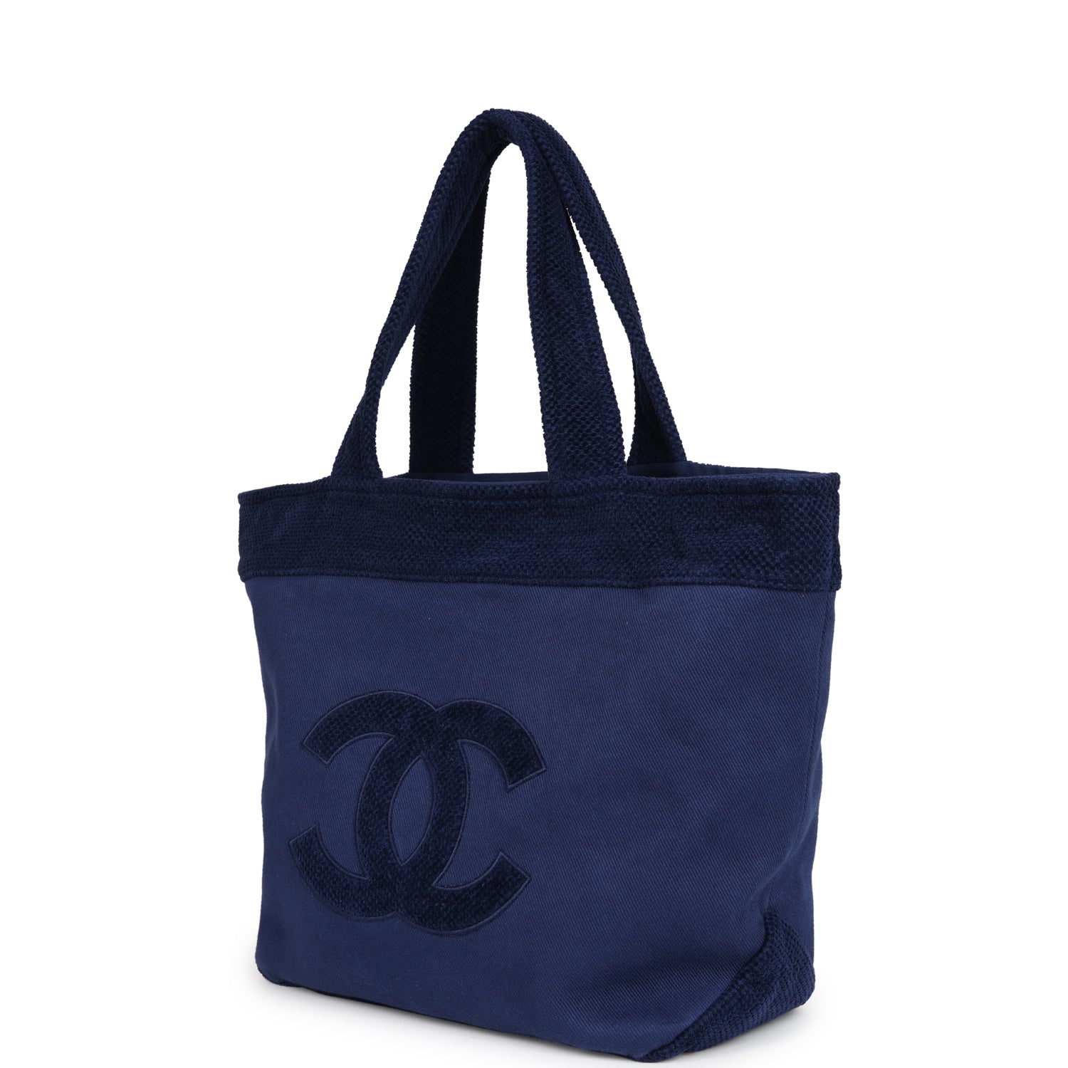 CC Beach Tote Bag & Towel Set Navy Blue Canvas & Terry