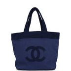 CC Beach Tote Bag & Towel Set Navy Blue Canvas & Terry