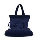 CC Beach Tote Bag & Towel Set Navy Blue Canvas & Terry