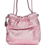 Mini 22 Bag Pink Metallic Lambskin Lacquered Metal Hardware