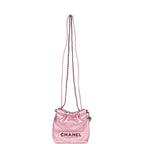 Mini 22 Bag Pink Metallic Lambskin Lacquered Metal Hardware
