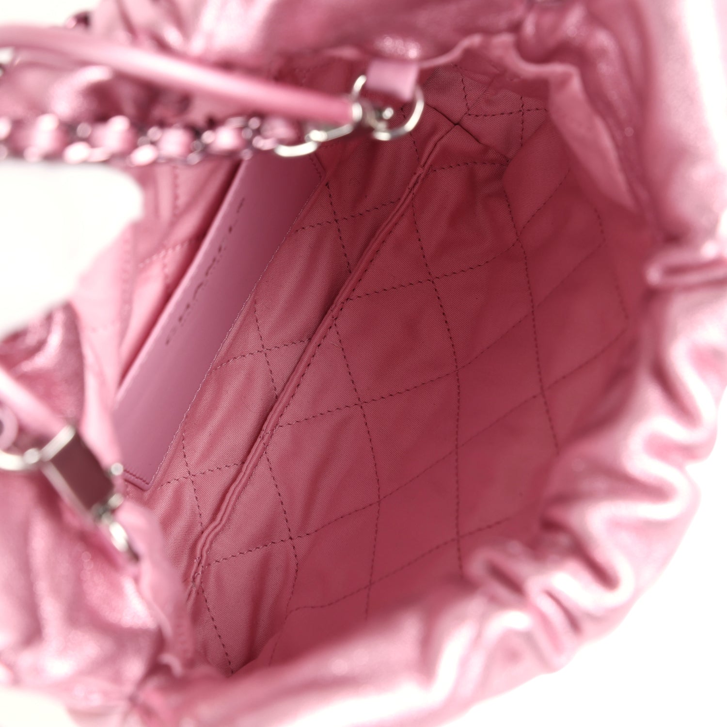 Mini 22 Bag Pink Metallic Lambskin Lacquered Metal Hardware