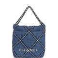 Mini 22 Bag Blue Stitched Denim Silver Hardware