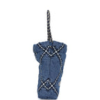 Mini 22 Bag Blue Stitched Denim Silver Hardware