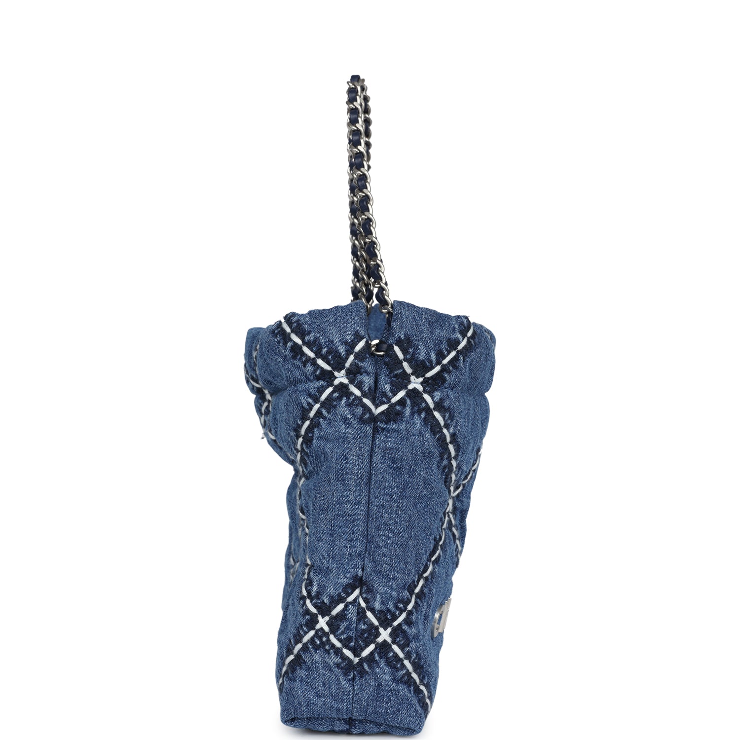Mini 22 Bag Blue Stitched Denim Silver Hardware