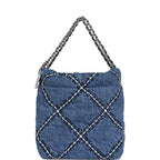 Mini 22 Bag Blue Stitched Denim Silver Hardware