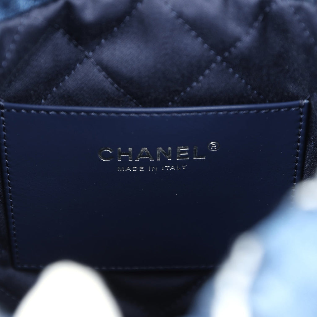 Mini 22 Bag Blue Stitched Denim Silver Hardware