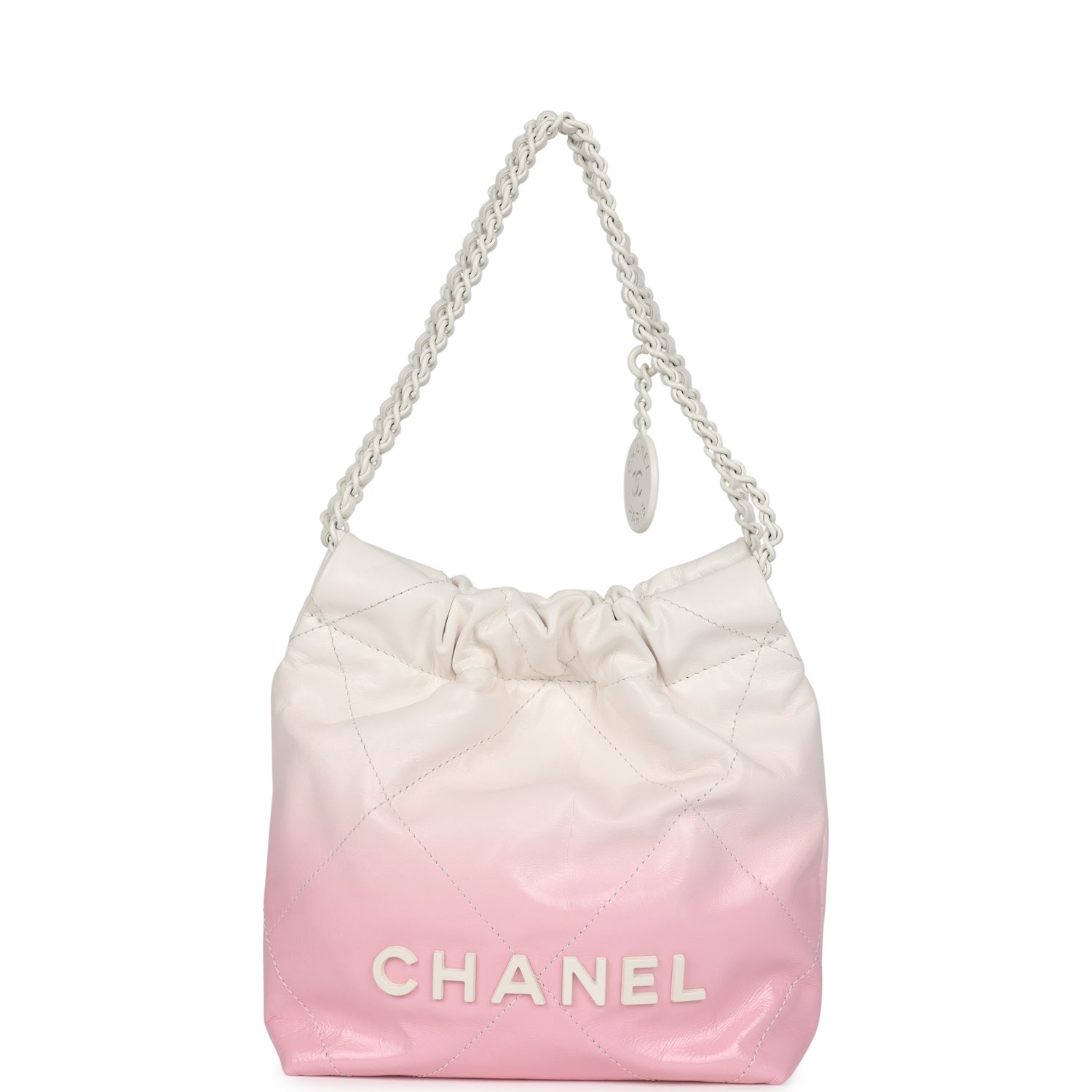 Mini 22 Bag Pink and White Ombre Calfskin Lacquered Metal Hardware