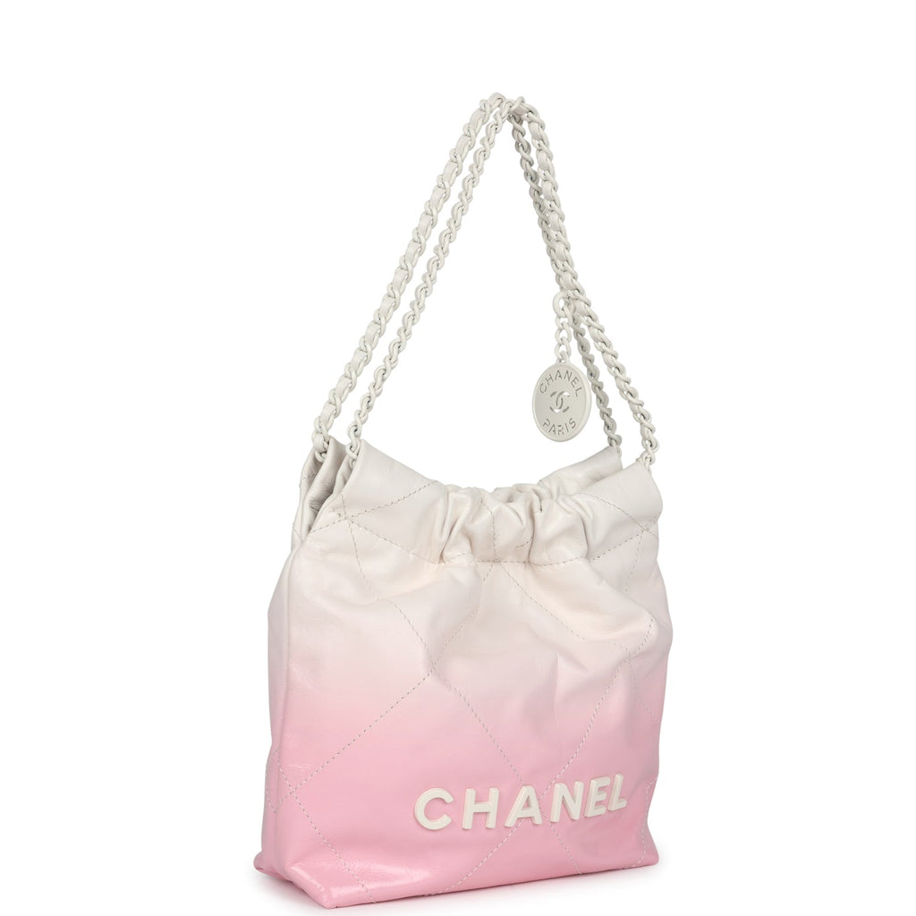Mini 22 Bag Pink and White Ombre Calfskin Lacquered Metal Hardware