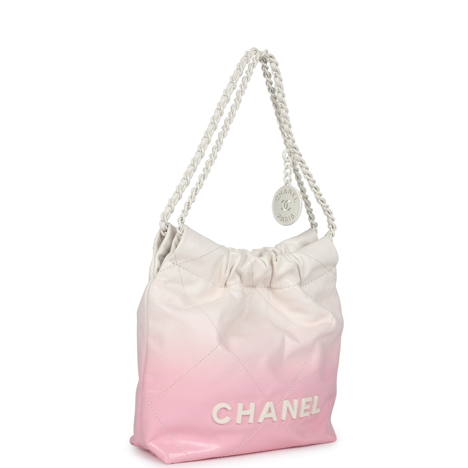 Mini 22 Bag Pink and White Ombre Calfskin Lacquered Metal Hardware