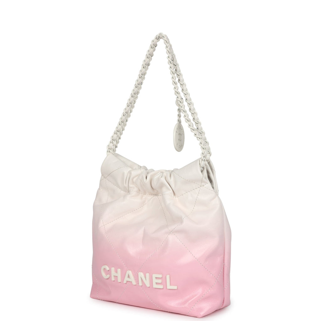 Mini 22 Bag Pink and White Ombre Calfskin Lacquered Metal Hardware