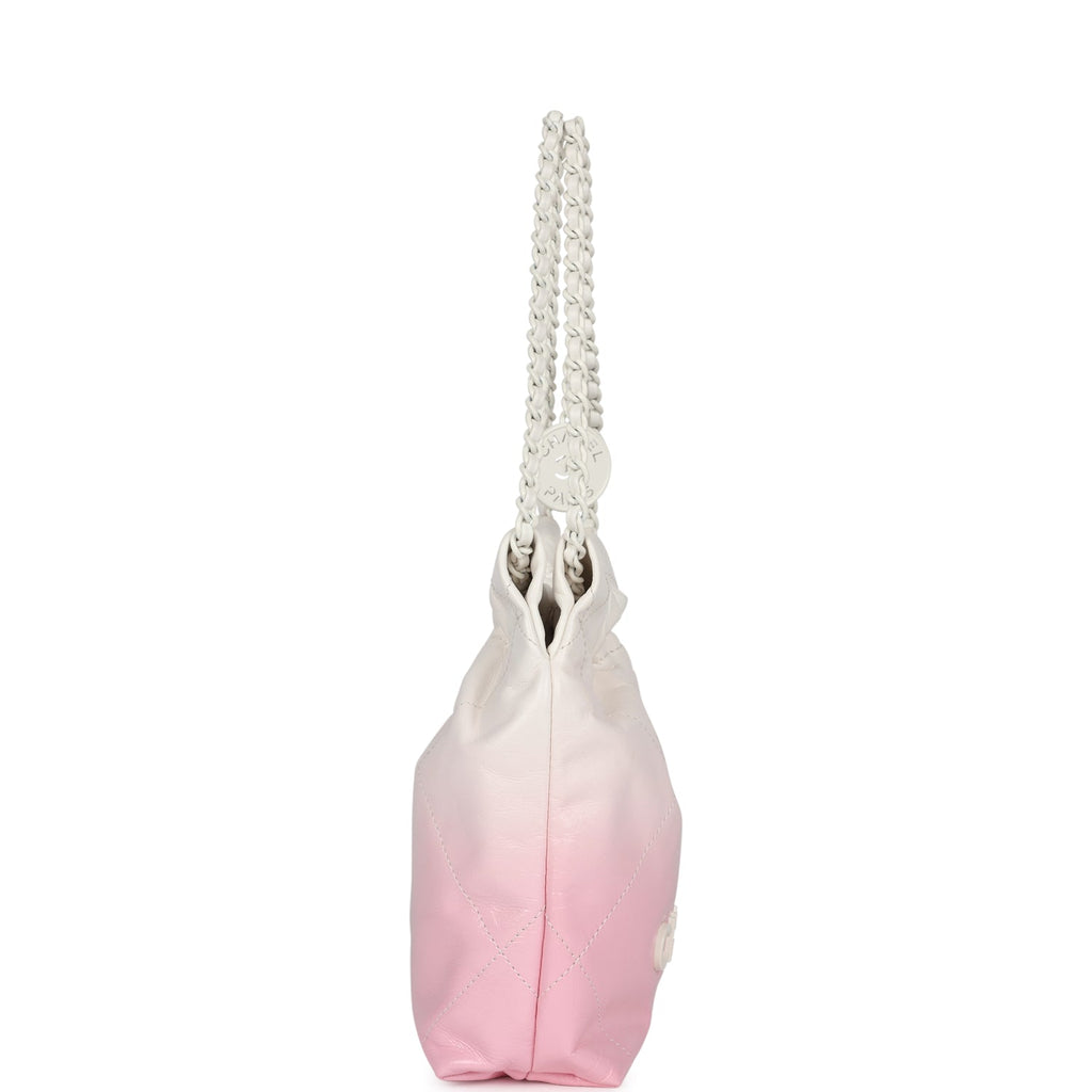 Mini 22 Bag Pink and White Ombre Calfskin Lacquered Metal Hardware