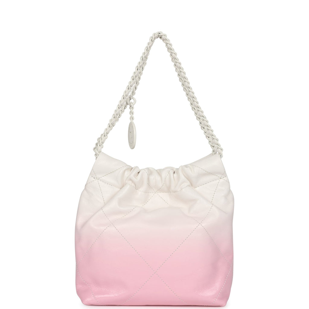 Mini 22 Bag Pink and White Ombre Calfskin Lacquered Metal Hardware