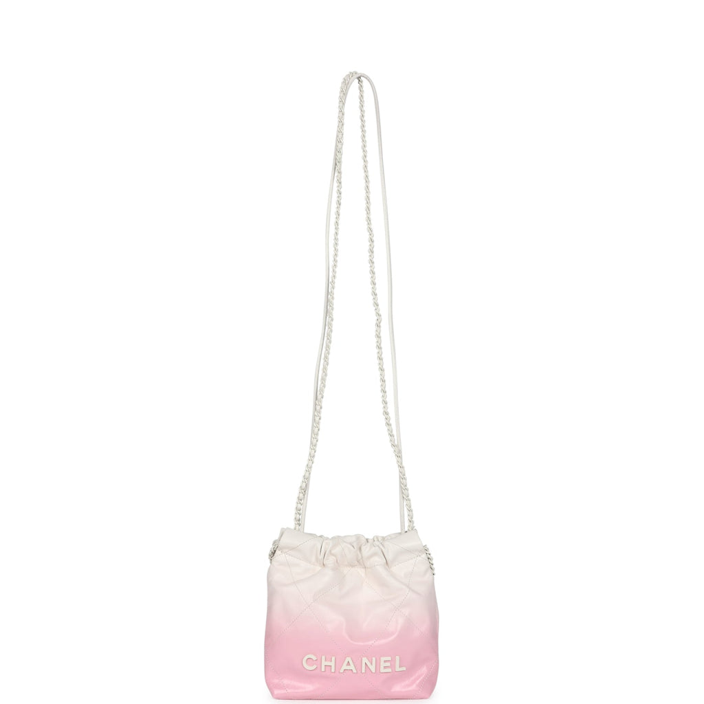 Mini 22 Bag Pink and White Ombre Calfskin Lacquered Metal Hardware