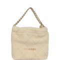 Small 22 Bag Ecru Shearling Brushed Gold Hardware