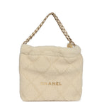 Small 22 Bag Ecru Shearling Brushed Gold Hardware