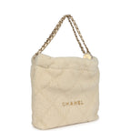 Small 22 Bag Ecru Shearling Brushed Gold Hardware