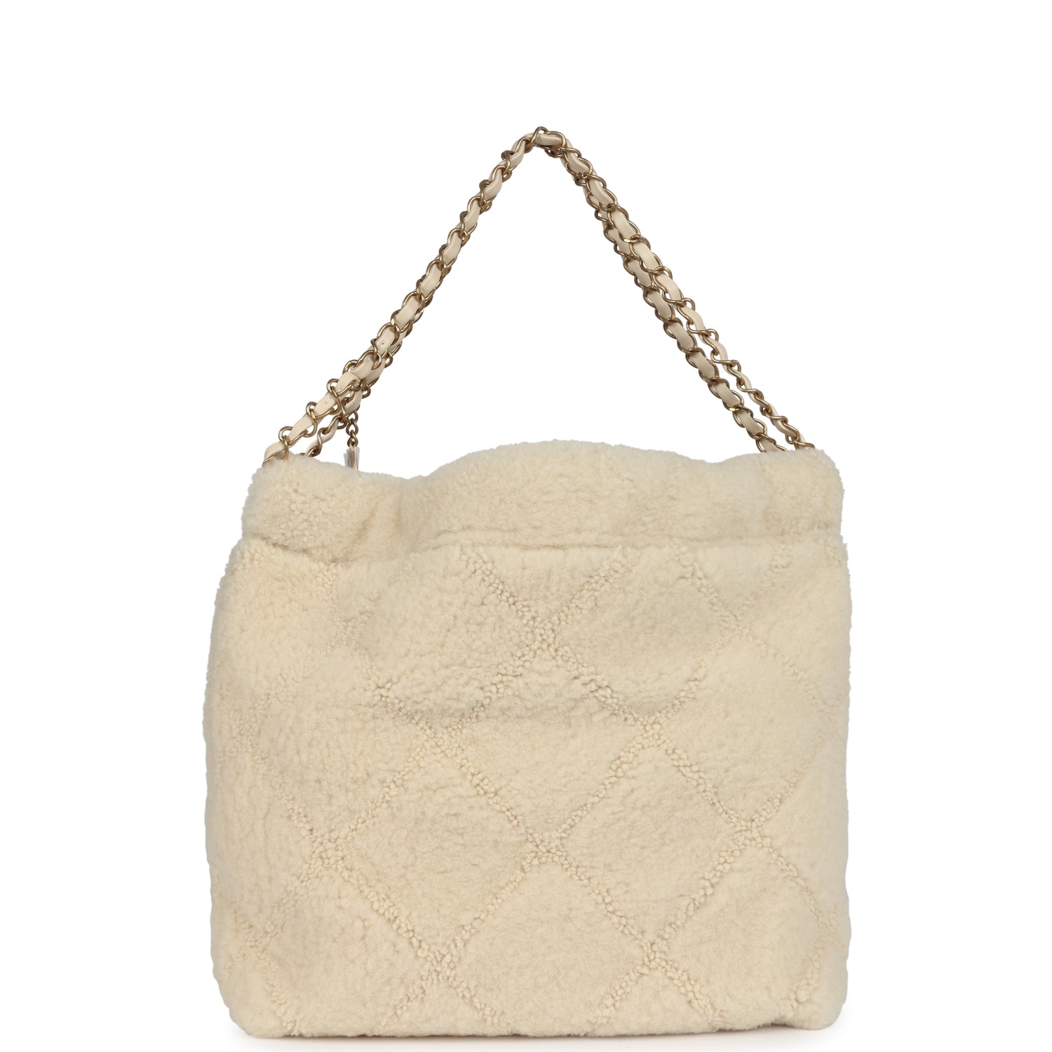Small 22 Bag Ecru Shearling Brushed Gold Hardware