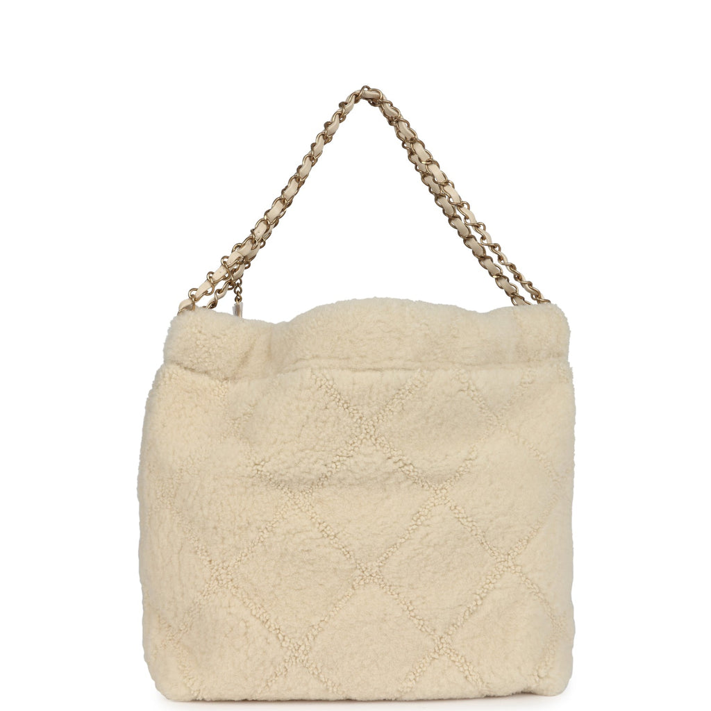 Small 22 Bag Ecru Shearling Brushed Gold Hardware