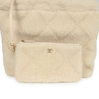 Small 22 Bag Ecru Shearling Brushed Gold Hardware