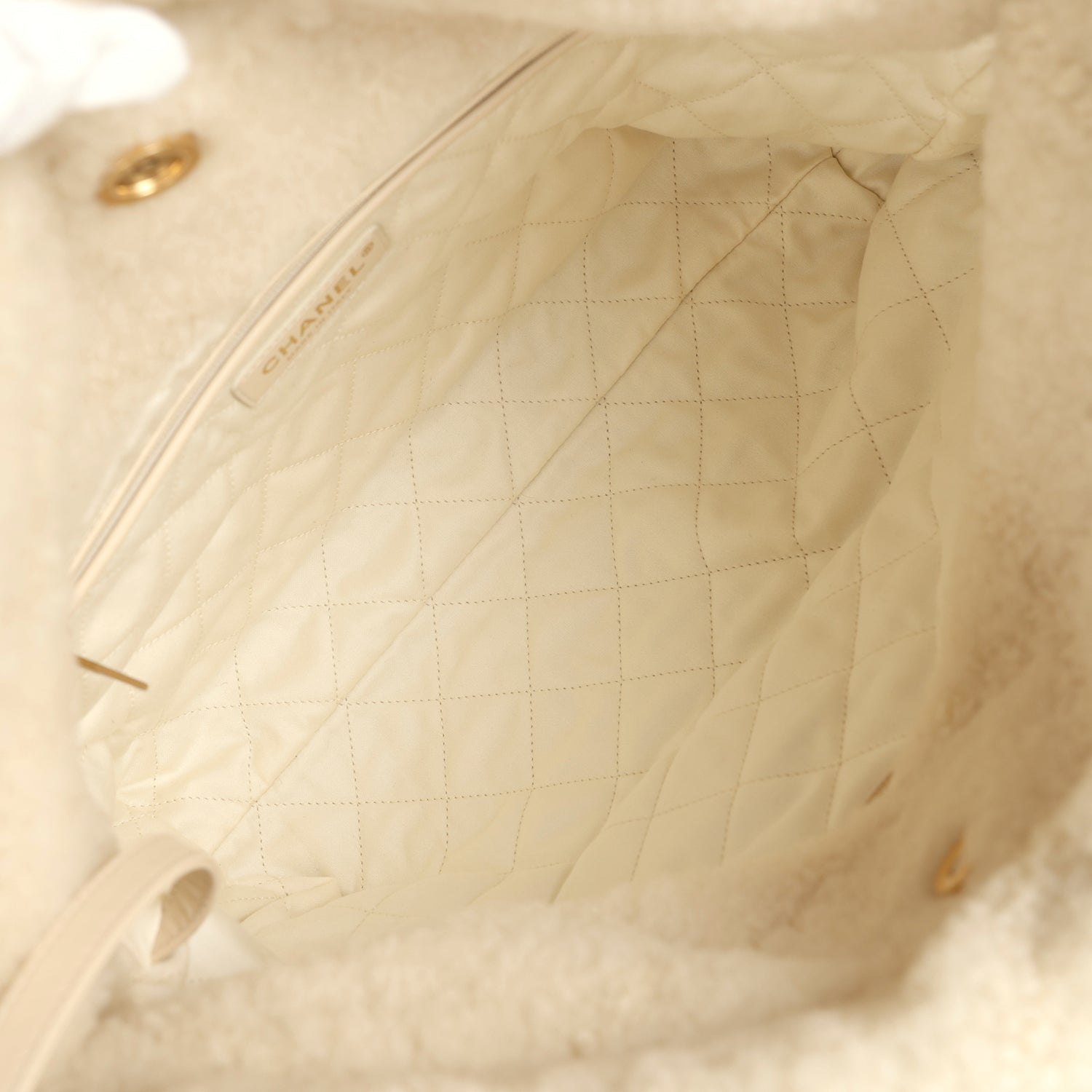 Small 22 Bag Ecru Shearling Brushed Gold Hardware