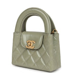 Nano Kelly Shopper Khaki Shiny Aged Calfskin Brushed Gold Hardware