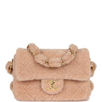 Small CC Flap Bag Light Pink Shearling Brushed Gold Hardware