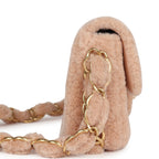 Small CC Flap Bag Light Pink Shearling Brushed Gold Hardware
