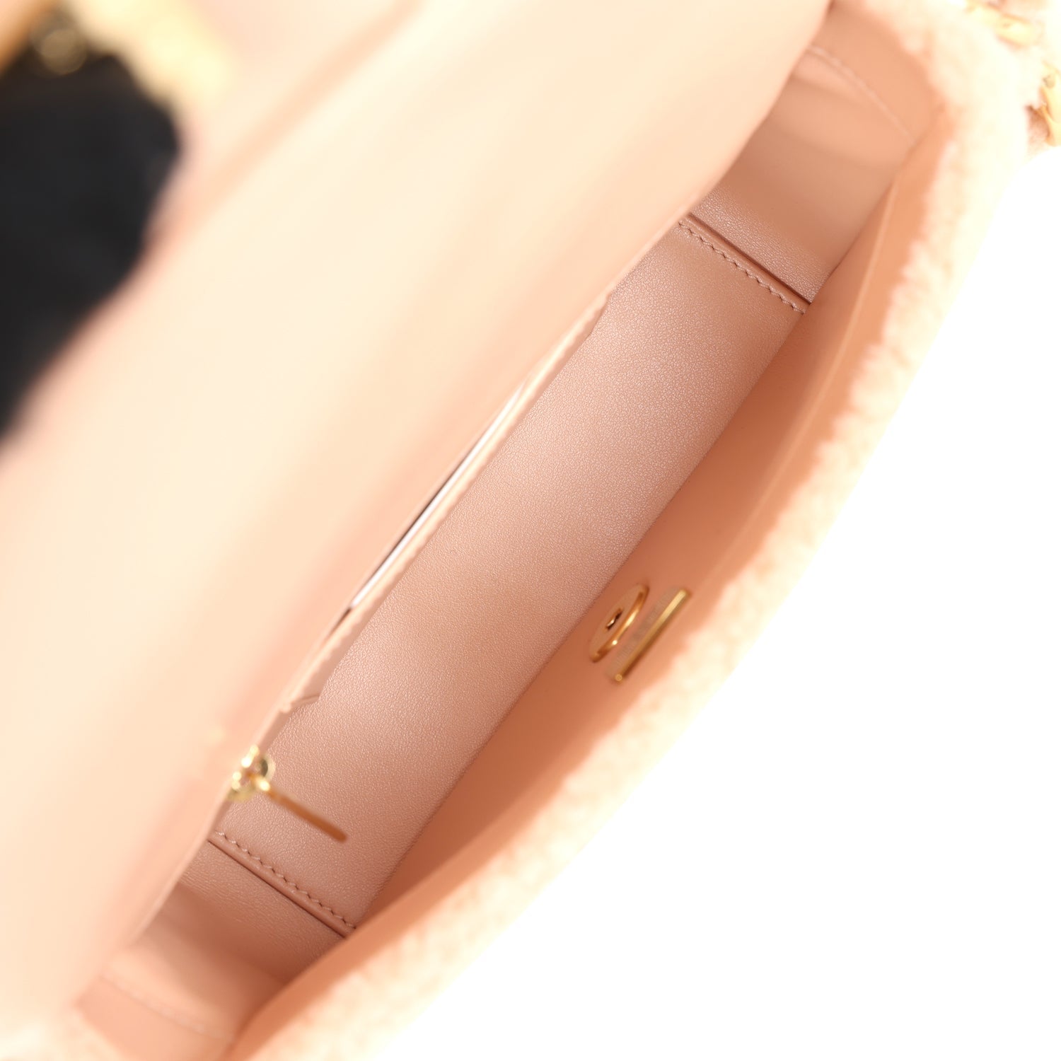 Small CC Flap Bag Light Pink Shearling Brushed Gold Hardware