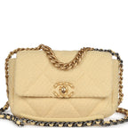 Medium 19 Flap Bag Light Yellow Wool Mixed Metal Hardware