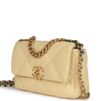 Medium 19 Flap Bag Light Yellow Wool Mixed Metal Hardware