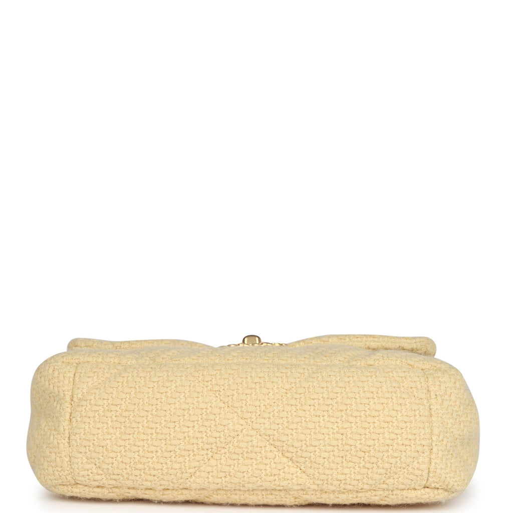 Medium 19 Flap Bag Light Yellow Wool Mixed Metal Hardware