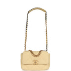 Medium 19 Flap Bag Light Yellow Wool Mixed Metal Hardware