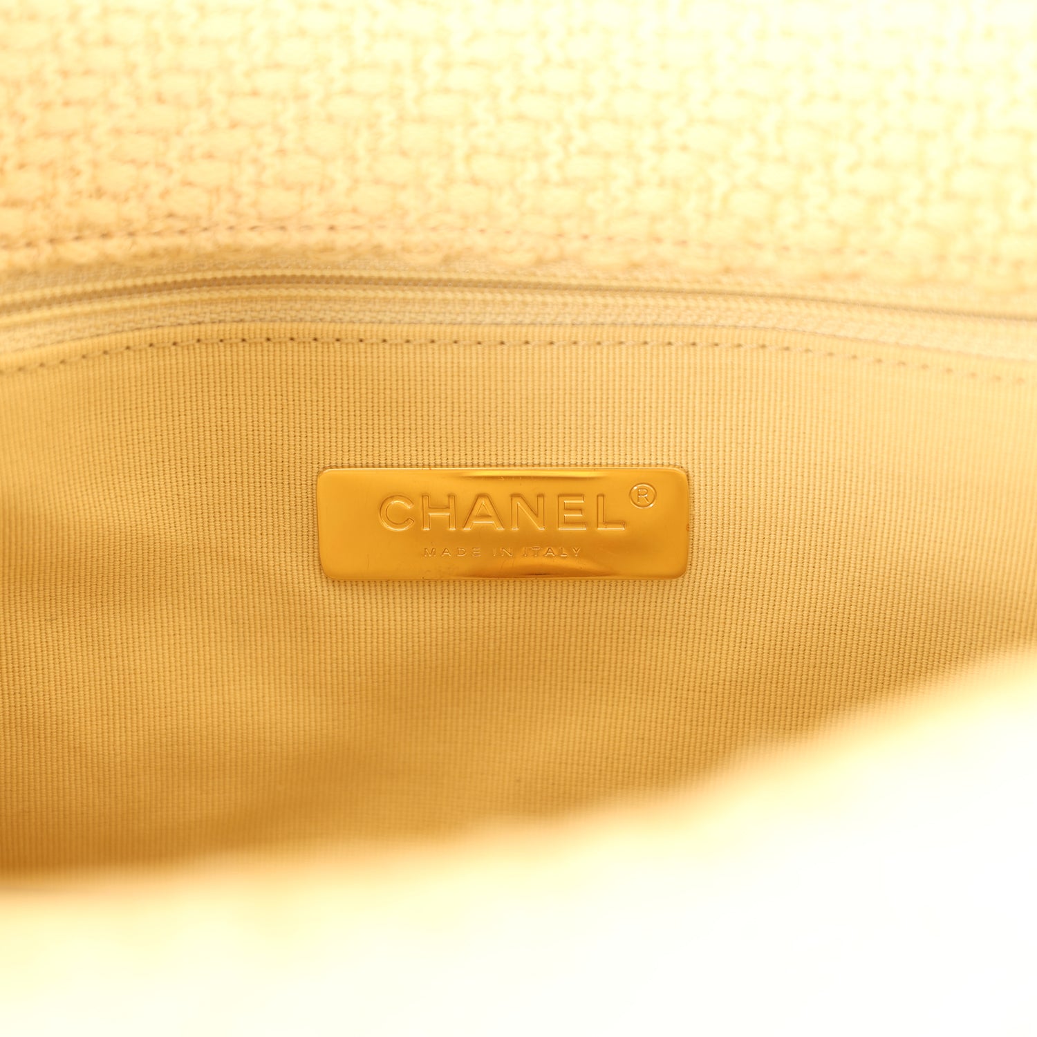 Medium 19 Flap Bag Light Yellow Wool Mixed Metal Hardware