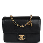 Mini Flap Bag Black Shiny Caviar Brushed Gold Hardware