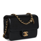 Mini Flap Bag Black Shiny Caviar Brushed Gold Hardware
