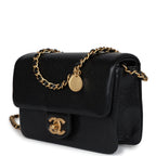 Mini Flap Bag Black Shiny Caviar Brushed Gold Hardware