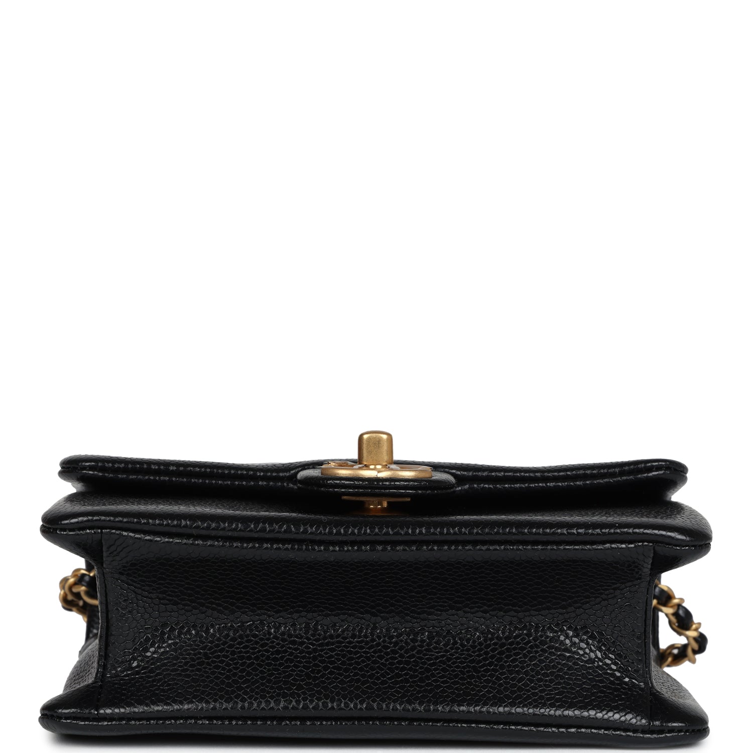 Mini Flap Bag Black Shiny Caviar Brushed Gold Hardware