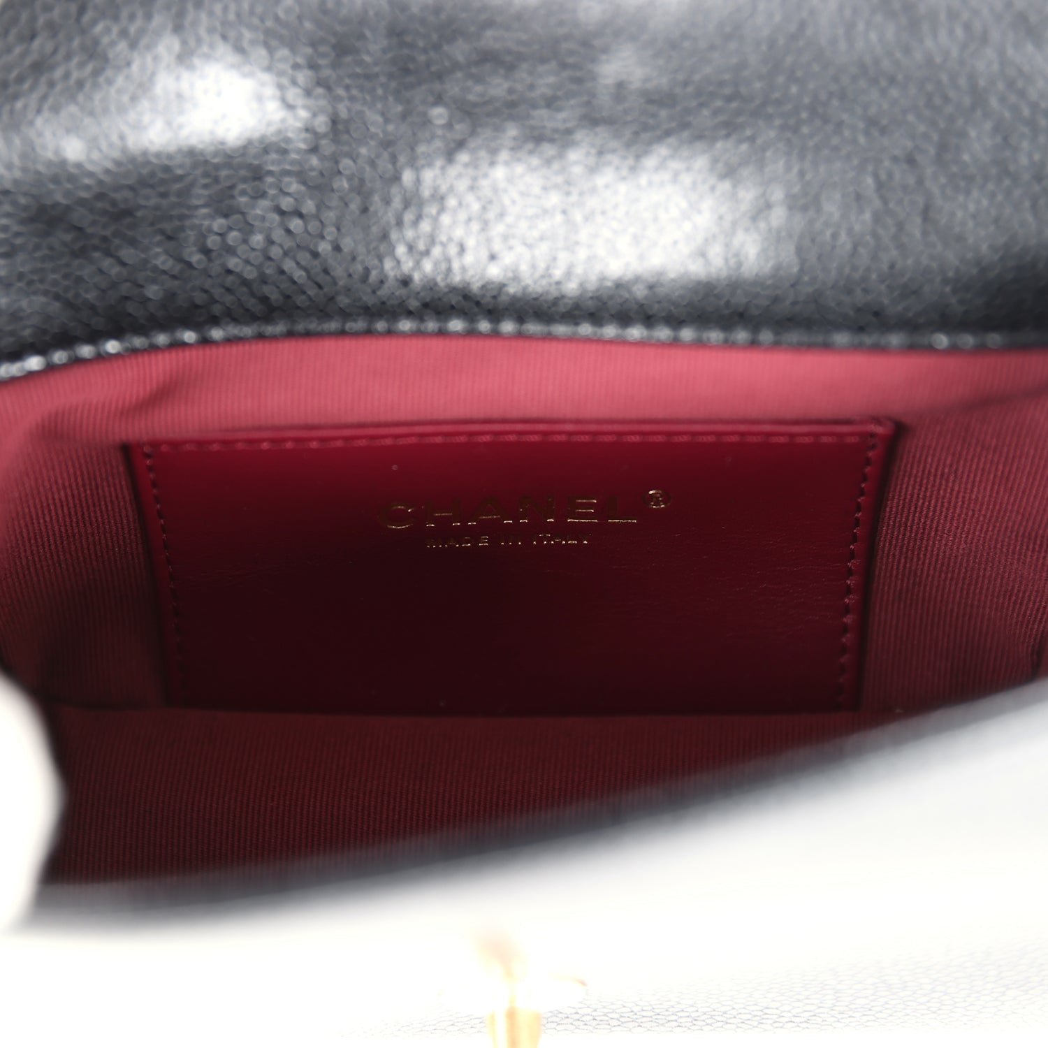 Mini Flap Bag Black Shiny Caviar Brushed Gold Hardware