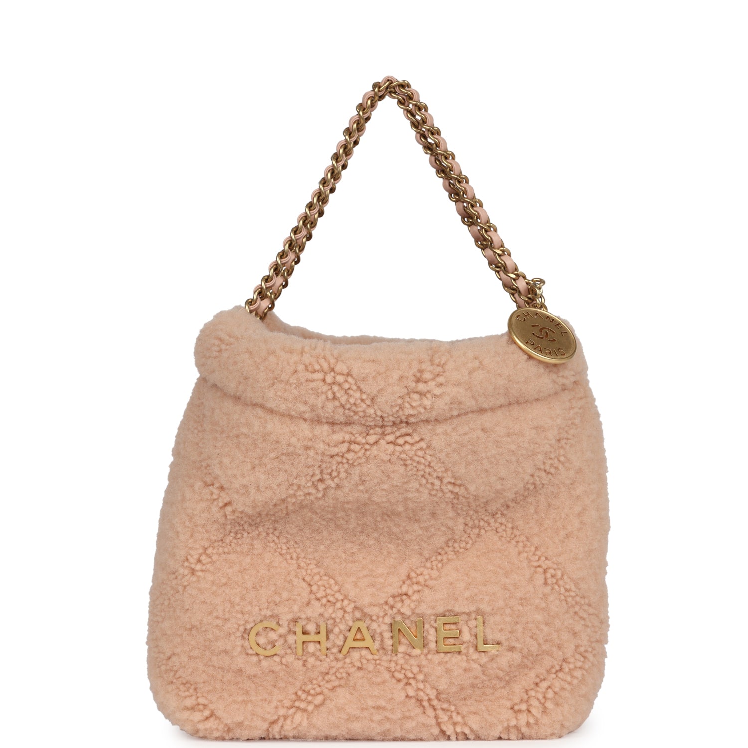 Mini 22 Bag Light Pink Shearling Gold Hardware